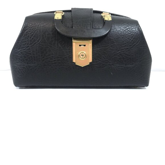 Vintage Black Leather Doctor Physician Medical Bag Satchel - Picture 3 of 13